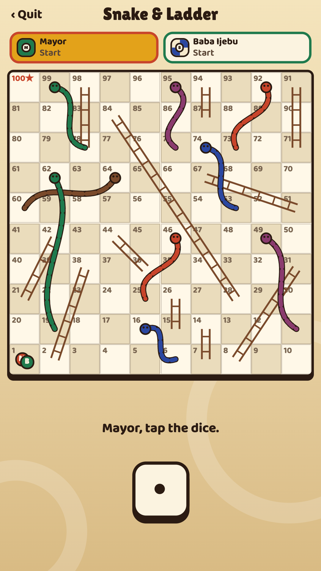 Snake and Ladder board